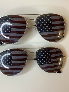 2 Pack USA American Flag Aviator Sunglasses Patriotic 4th of July Party Glasses